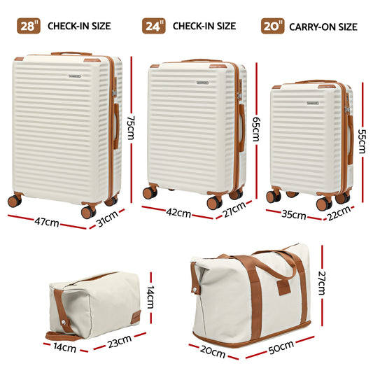 Wanderlite 5pcs Luggage Suitcase Set Trolley Travel TSA Lightweight Hard Case-1