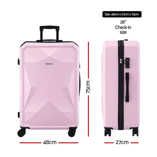 Wanderlite 28" Luggage Suitcase Trolley Travel Lightweight TSA Hardshell Pink-1