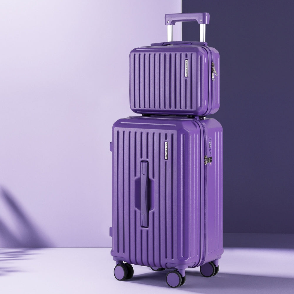 Wanderlite 2pcs Trunk Luggage Suitcase Travel Carry On TSA Lock 12" 20" Purple-6