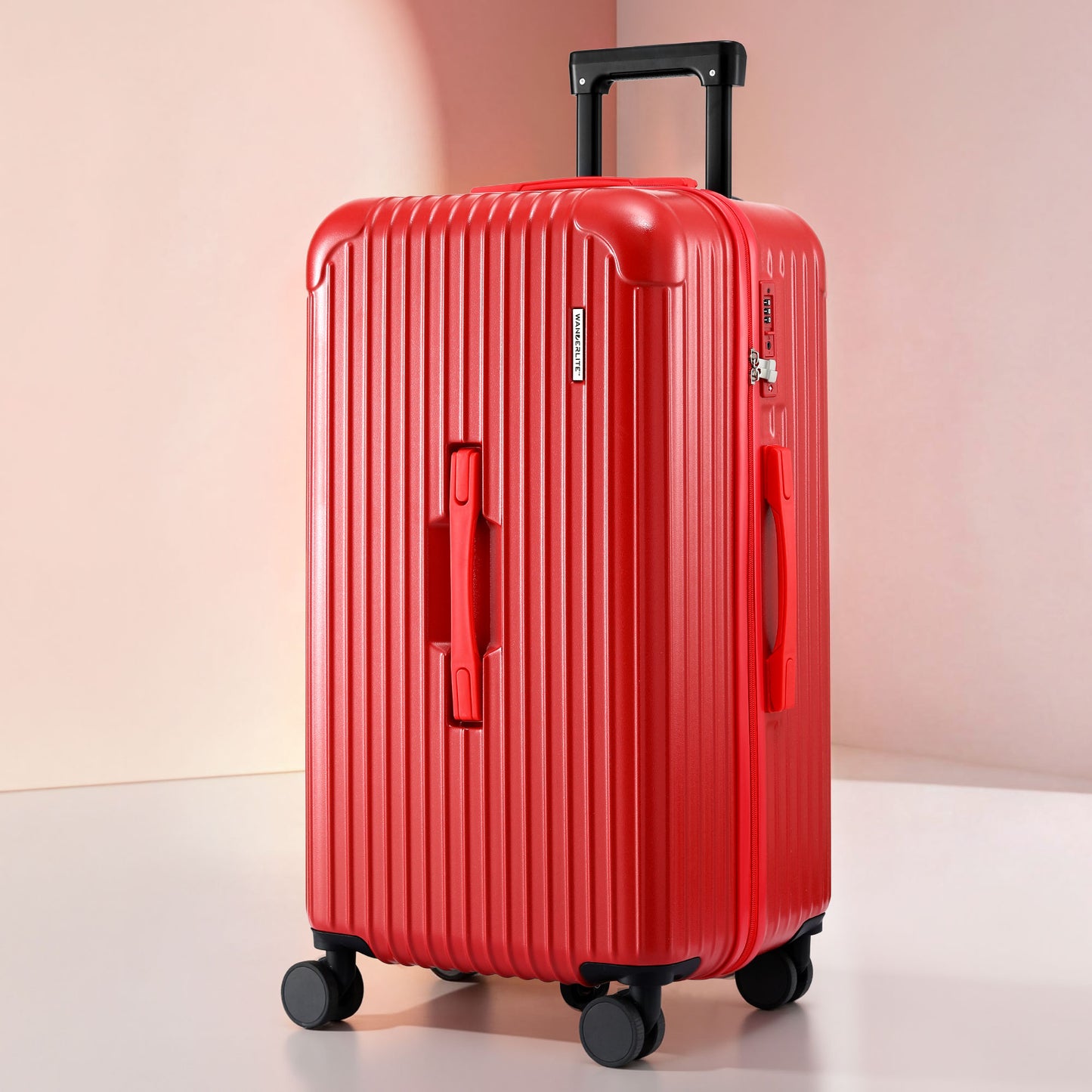 Wanderlite 28" Trunk Luggage Suitcase Travel 5 Wheels Type-C Port TSA Red