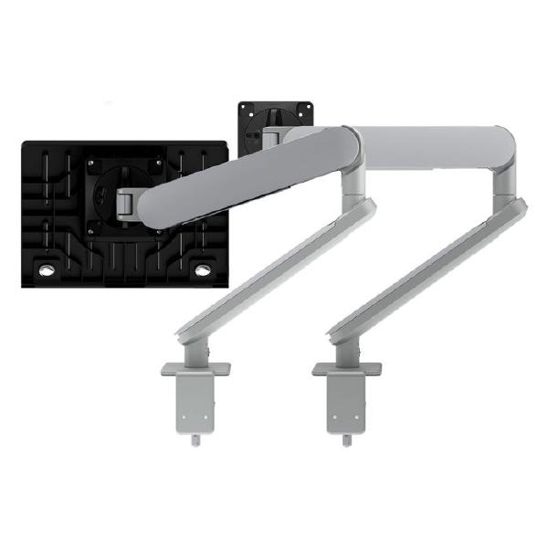Atdec Ora Duo High-Performance Dynamic Monitor Arms with Laptop Tray. F-Clamp Desk Fixing. Max Load 8kg. Up to 35" screens. Up to 18" Laptops. Silver-0