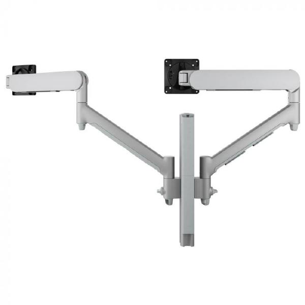 Atdec AWMS-2-D40 Dual Dynamic Monitor Arms on 400mm Post. Max Load: 8kg, Bolt-Through Desk Fixing, VESA up to 100x100. Silver.-0