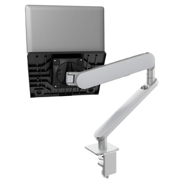 Atdec Ora High-Performance Dynamic Monitor Arm with Laptop Tray. Up to 18" laptops, Max Load 7kg, F-Clamp Desk Fixing. Silver-0