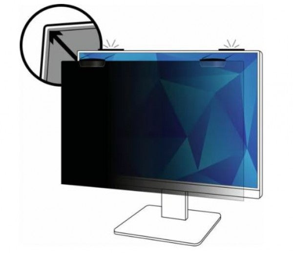 3M Privacy Filter, 23", 16:9, Monitor, Anti-Glare, Blue Light Reduction, Matte-to-Gloss, COMPLY Magnetic Attach-0