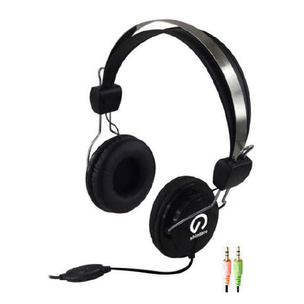 Shintaro Stereo Headset with Inline Microphone and two 3.5mm Audio and Mic Jacks - Adjustable Headband, Inline Volume Control, Suitable for Kids-0
