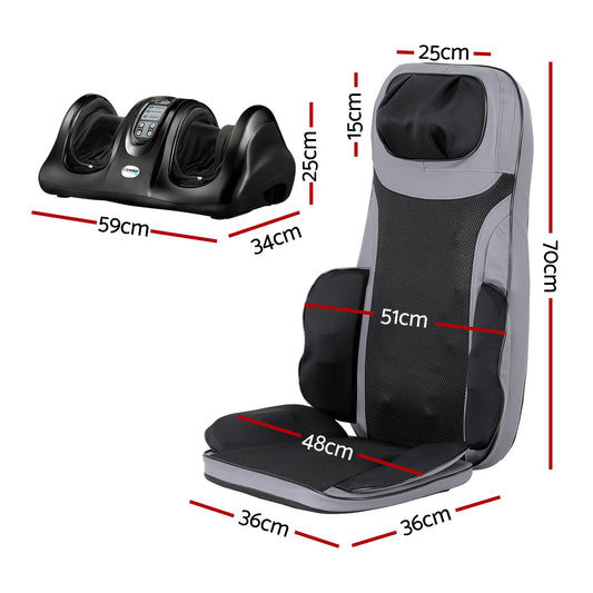 Livemor 8-nodes Full Back Massage Seat Cushion Heating With Foot Massagers-1