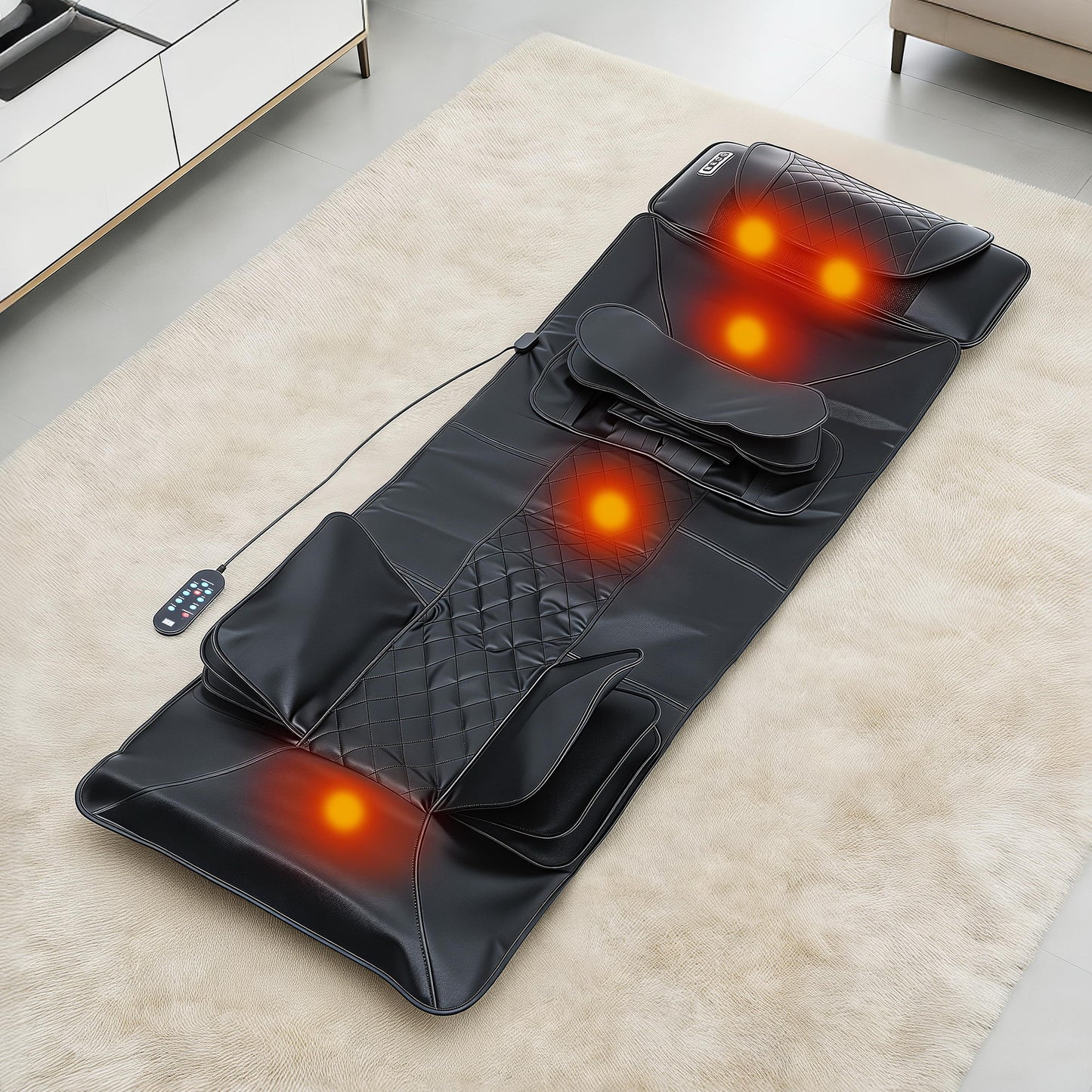 Livemor Massage Mat Heated Kneading Neck Massager Lumbar Airbag Stretch-9