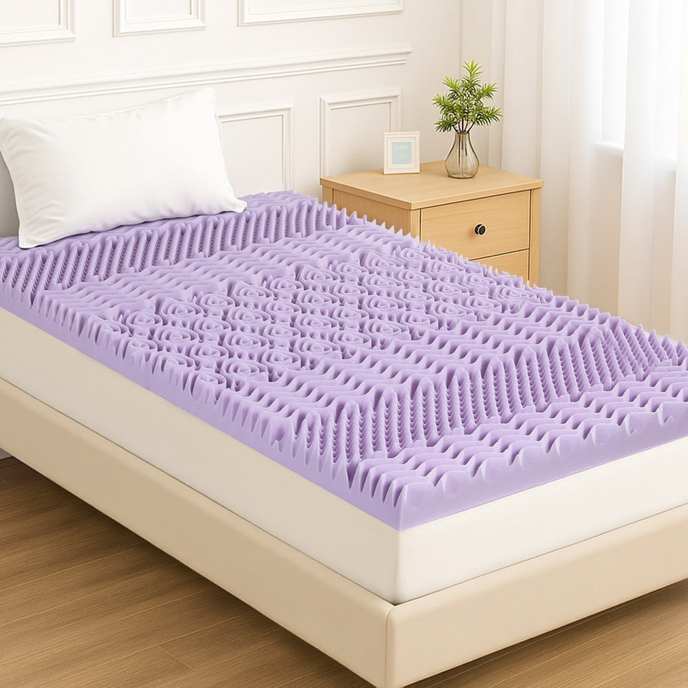 Giselle 8cm Memory Foam Mattress Topper Lavender Infused Bamboo Cover 7-Zone Single-6