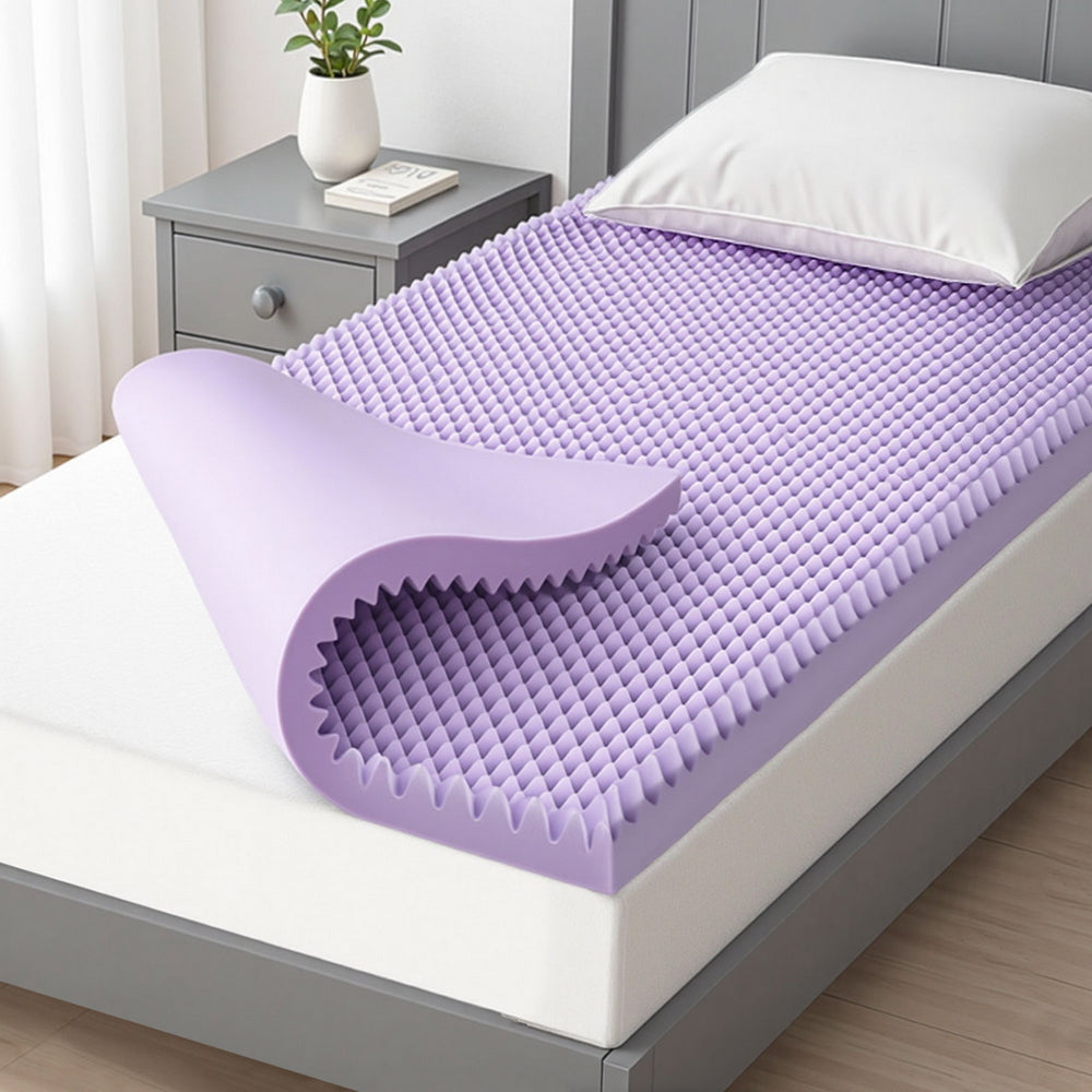 Giselle 5cm Memory Foam Mattress Topper Lavender Infused Egg Crate Pad Mat Single-6