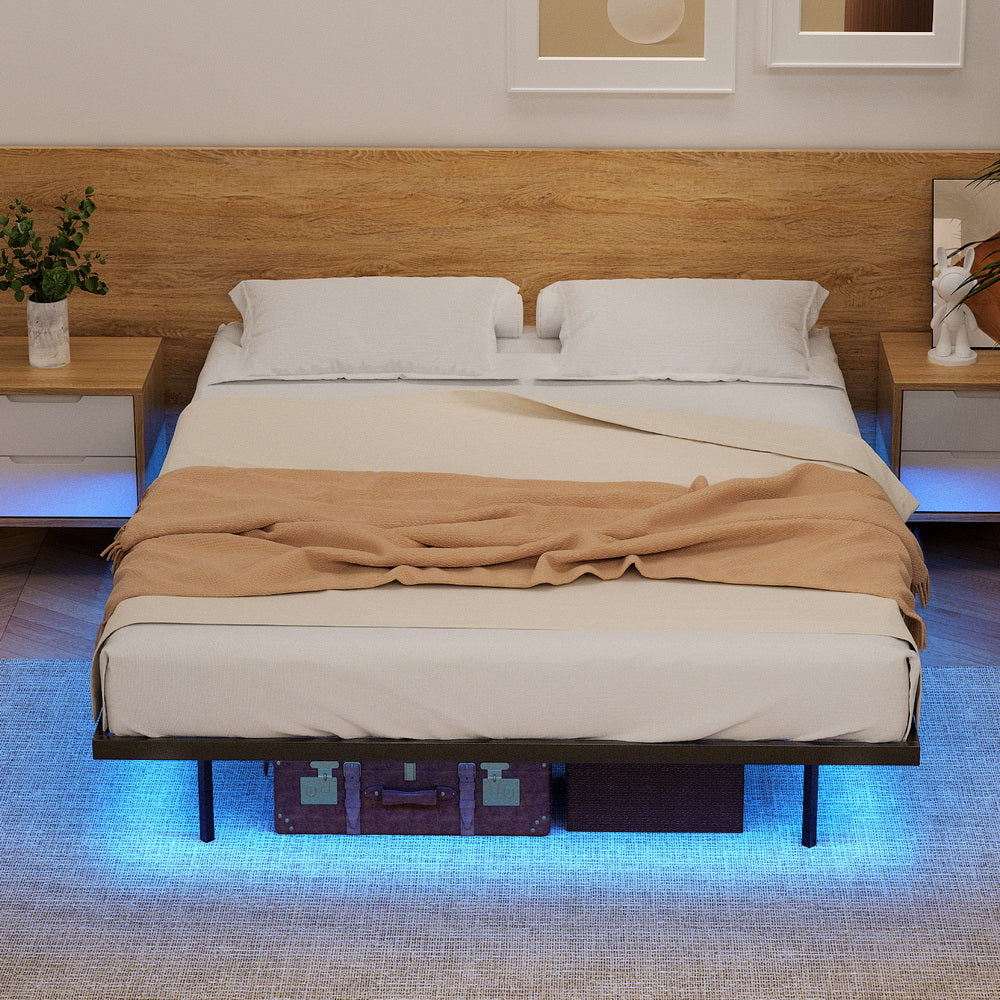 Artiss Double Bed Frame,Floating Metal Bed Frame with Smart LED Lights - Sturdy Metal Platform Bed Base, Silent Design, Tool-Free Assembly, 300KG Capacity for Home/Hotel/Master Bedroom-6