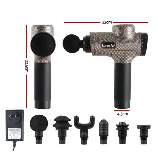Everfit Massage Gun 6 Heads Massager Electric LCD Vibration Relief Percussion-1