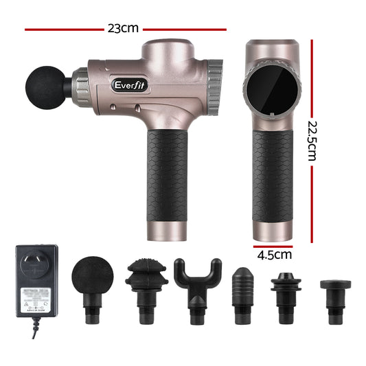 Everfit Massage Gun 30 Speed 6 Heads Vibration Muscle Massager Chargeable Gold-1