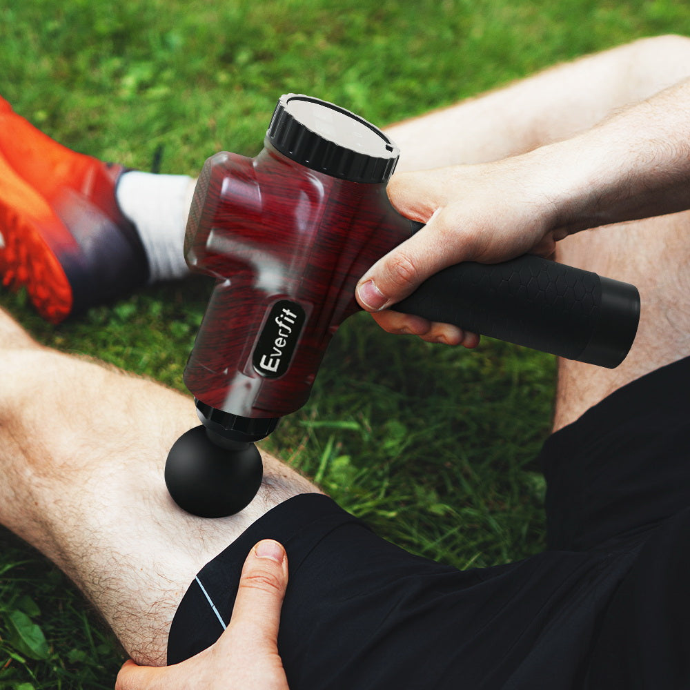 Everfit Massage Gun 30 Speed 6 Heads Vibration Muscle Massager Chargeable Red-7