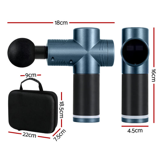 Everfit 30 Speed Massage Gun 4 Heads Vibration Muscle Massager Chargeable Blue-1