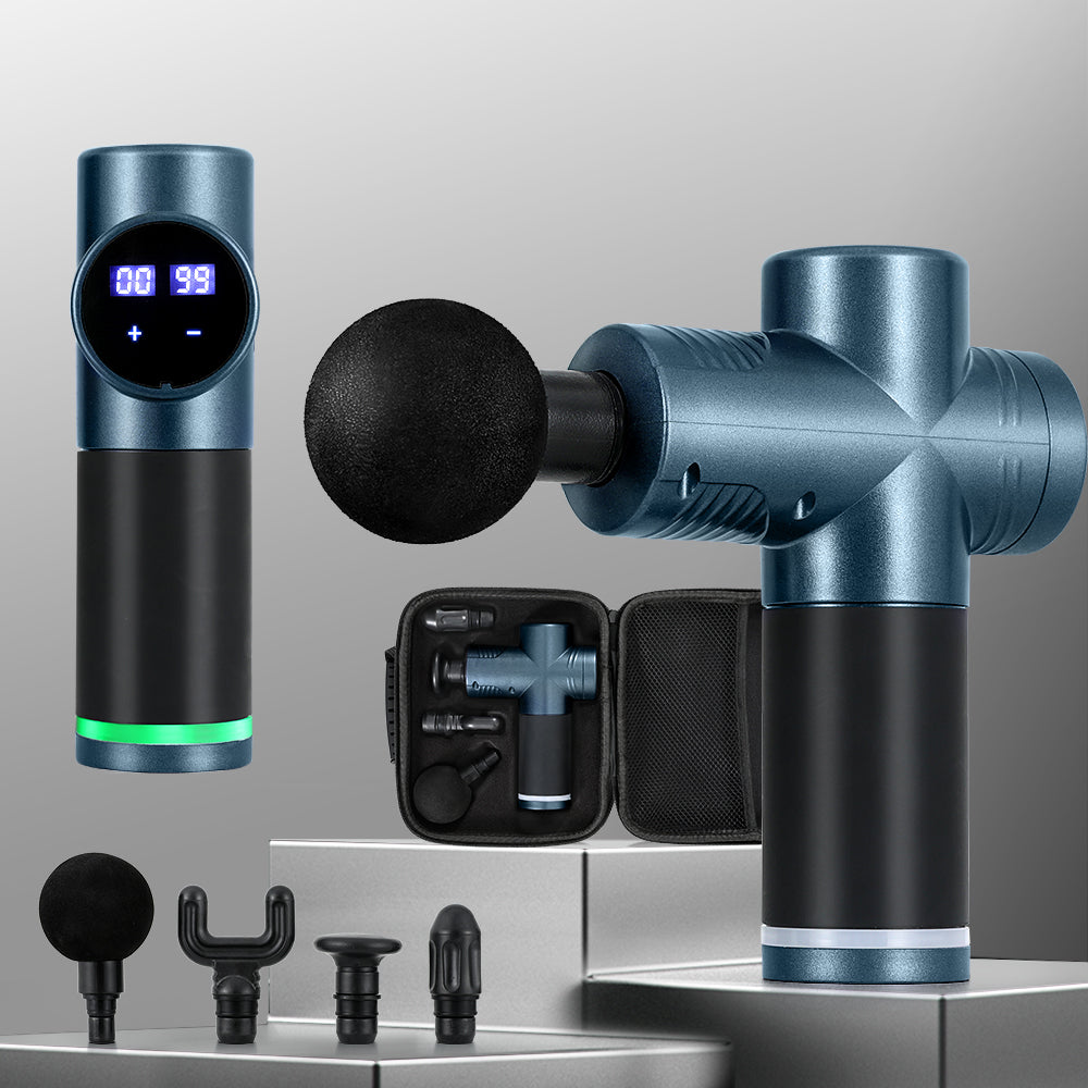 Everfit 30 Speed Massage Gun 4 Heads Vibration Muscle Massager Chargeable Blue-6