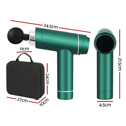 Everfit Massage Gun 30 Speed 6 Heads Vibration Muscle Massager Chargeable Green-1