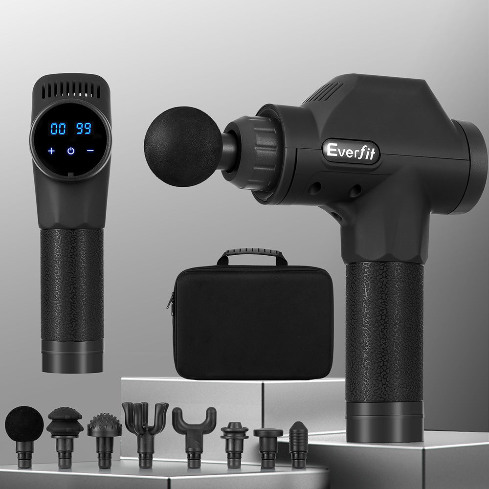 Everfit Massage Gun 30 Speed 8 Heads Chargeable Black-4