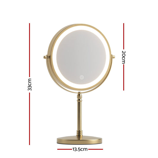 Embellir Lighted Makeup Mirror Rotation 10X Magnifying Double Sided Tabletop Gold