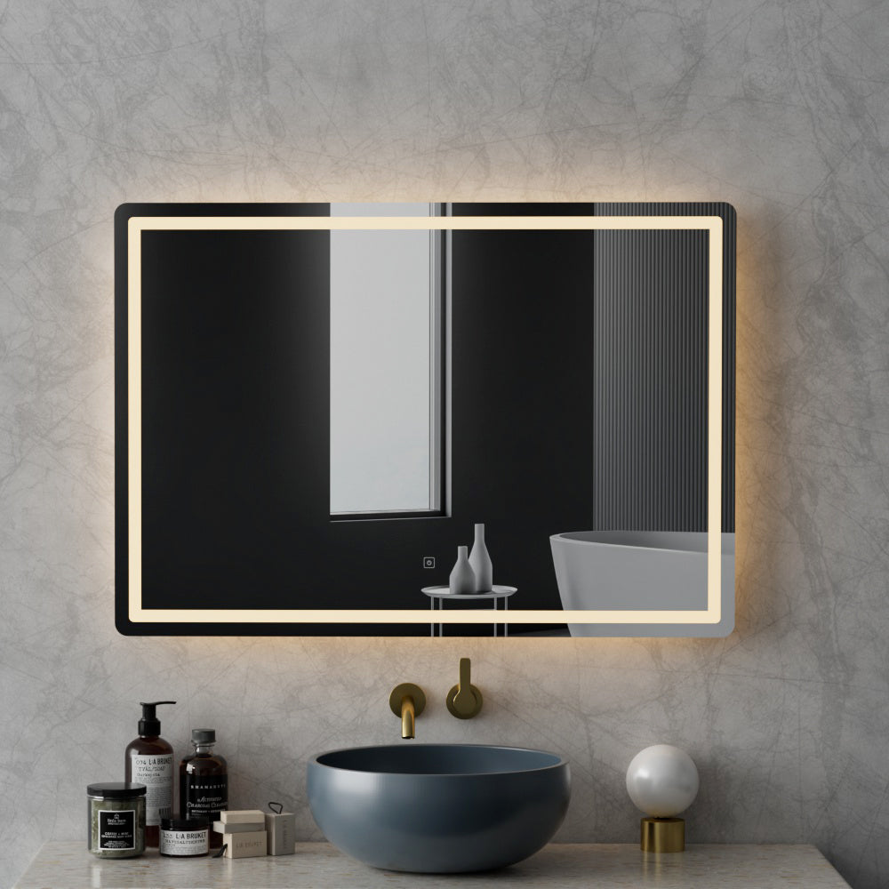 Embellir Wall Mirror 100X70CM with LED Light Bathroom Home Decor Round Rectangle-6