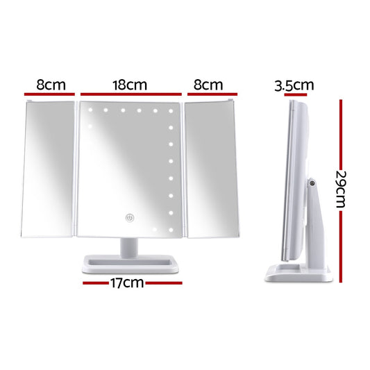 Embellir Makeup Mirror with 24 LED light Tri-fold Dimmable Tabletop Storage-1