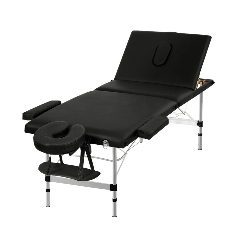 Zenses Massage Table 65cm Portable 3 Fold Aluminium Beauty Bed Black-6