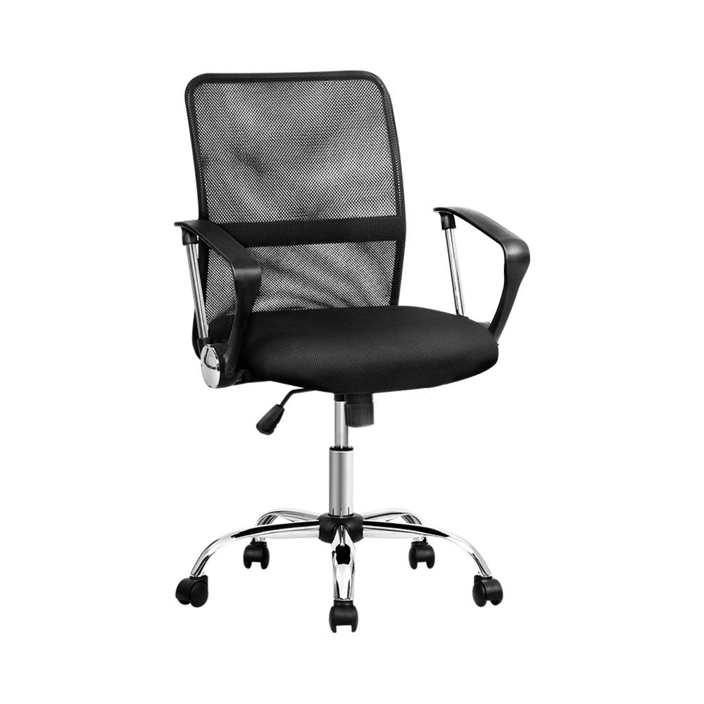 Artiss Mesh Office Chair Mid Back Black-6