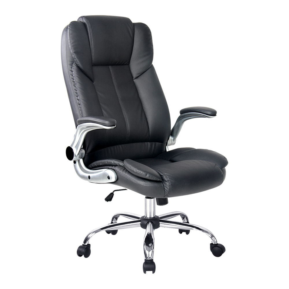 Artiss Executive Office Chair Leather Tilt Black-7