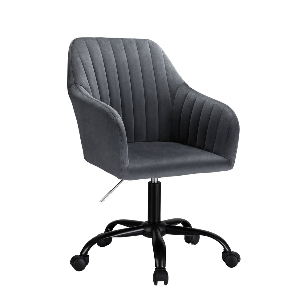 Artiss Office Chair Velvet Seat Dark Grey-6