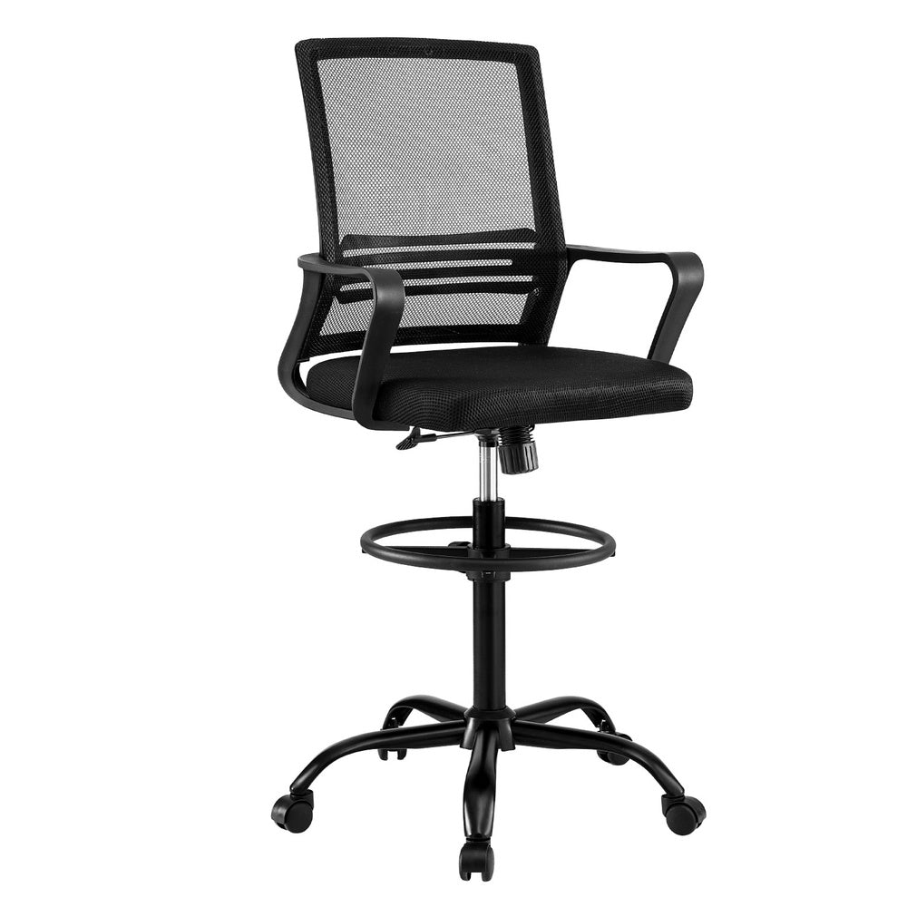 Artiss Office Chair Drafting Chairs Stool Computer Desk Studios Mesh Black-6