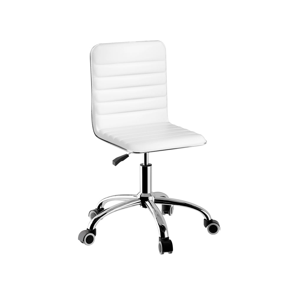 Artiss Office Chair Conference Chairs PU Leather Low Back White-6