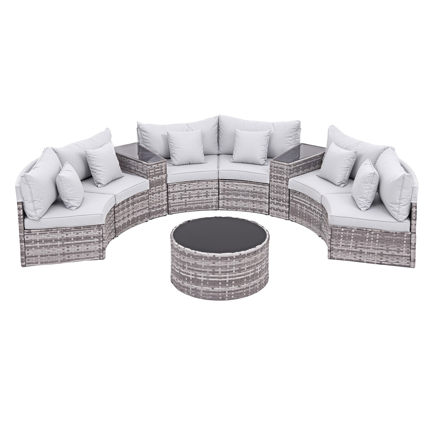 Gardeon 6 Seater Outdoor Sofa Set 9PCS Table Chair Set Garden Rattan Patio Furniture