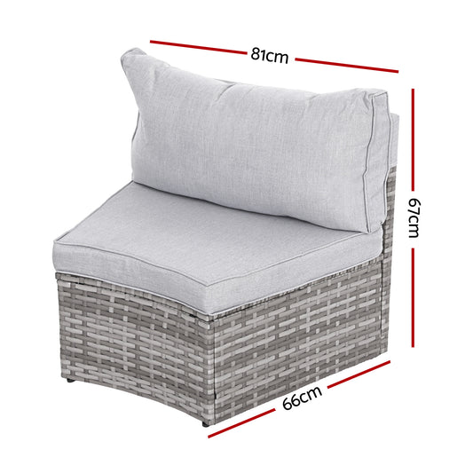 Gardeon 2 PCS Outdoor Sofa Set Rattan Modular Chair Garden Patio Furniture Grey