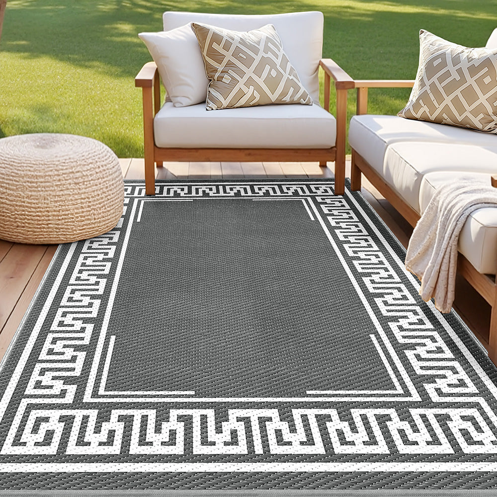 Gardeon Outdoor Rugs 152x244cm Large Carpet Reversible Area Mat PP Dual-Sided Patio Rug Greek Key-6