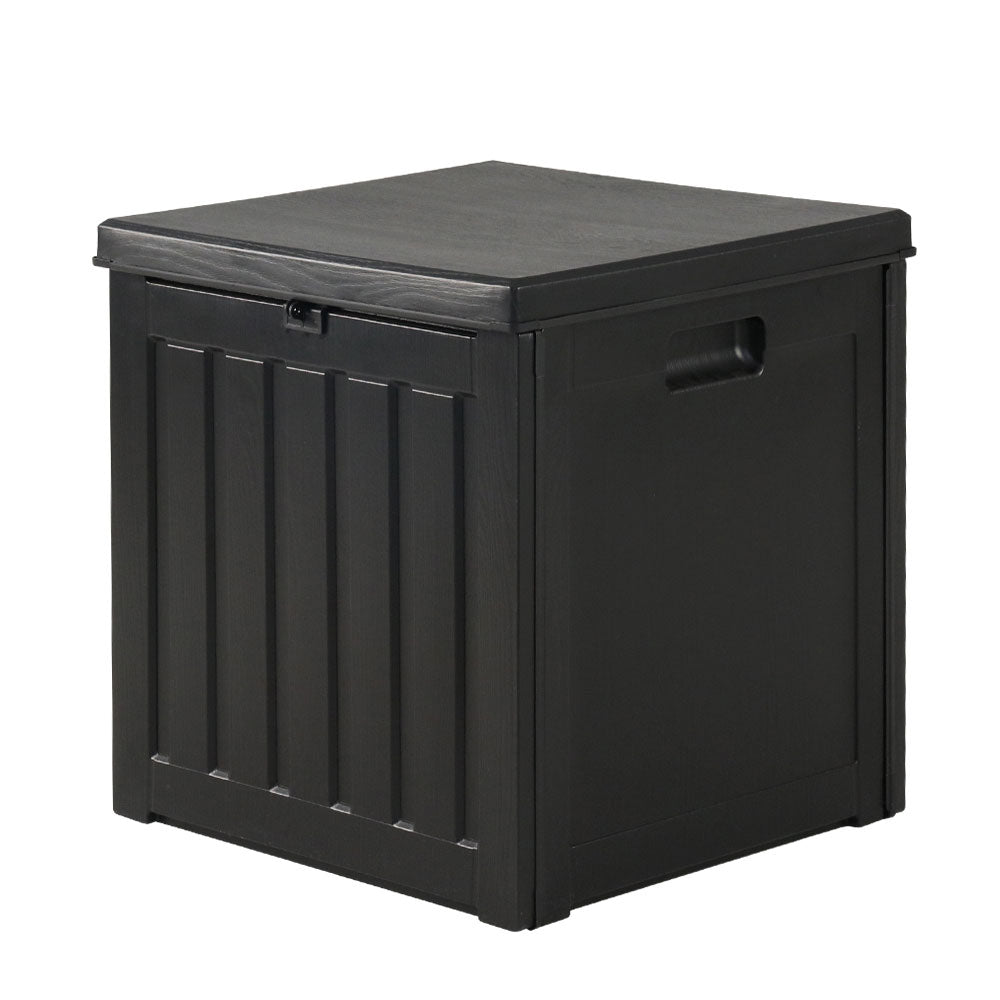 Gardeon Outdoor Storage Box 80L Container Lockable Garden Toy Tool Shed Black-6