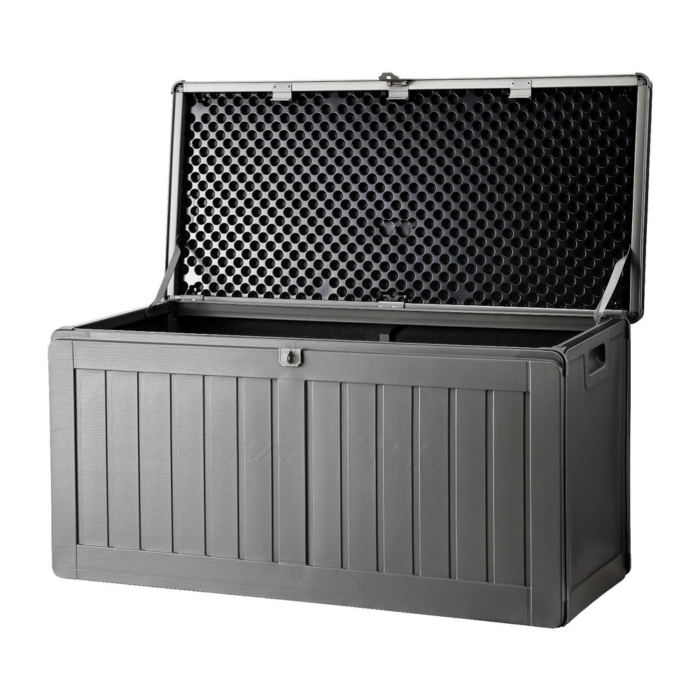 Gardeon Outdoor Storage Box 190L Container Lockable Garden Bench Tool Shed Black-7