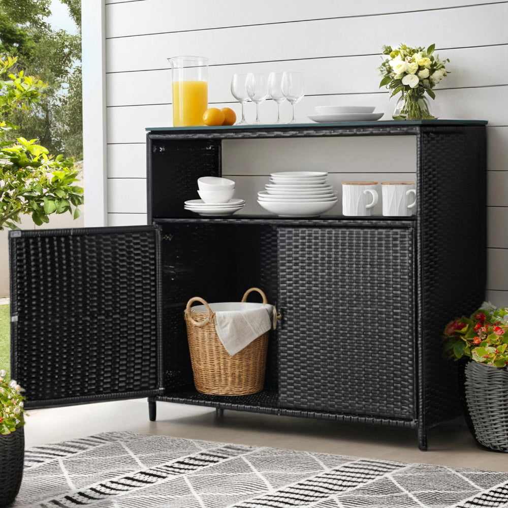 Gardeon Outdoor Storage Cabinet Box Garage Wicker Shed Tools Shelf Chest Garden-7
