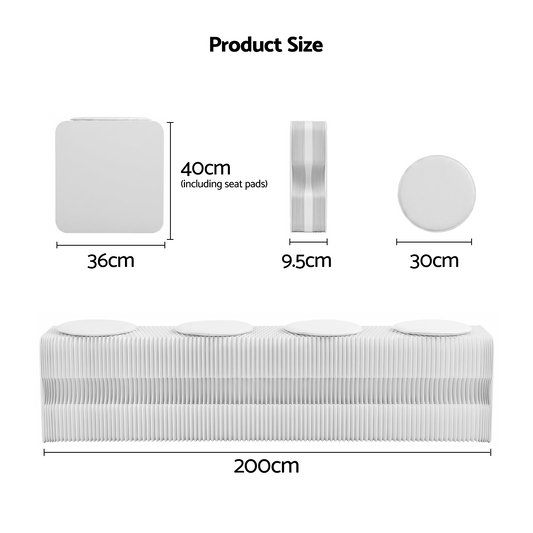 Artiss Folding Paper Bench With 4 PU Leather Seat Pads Expandable Accordion Stool For 4 Seats