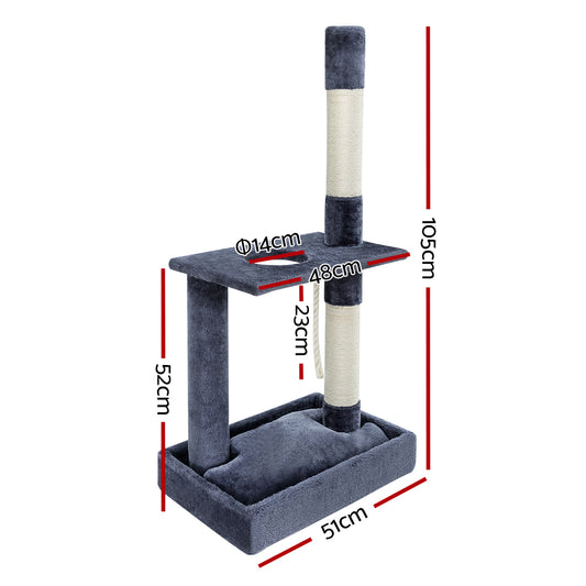 i.Pet Cat Tree 102cm Scratching Post Tower Scratcher Condo House Board Grey-1