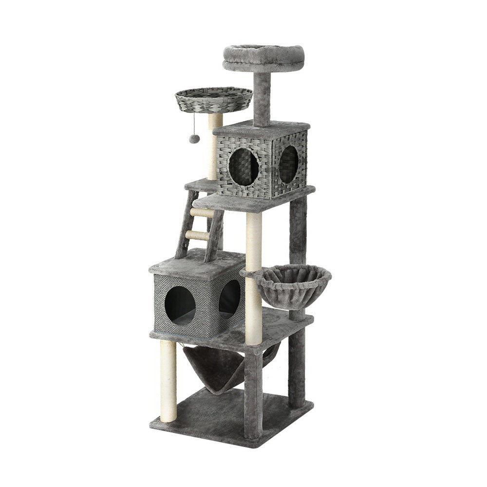 i.Pet Cat Tree 169cm Tower Scratching Post Scratcher Wood Bed Condo House Rattan Ladder-6