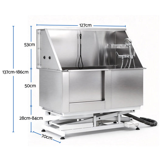 i.Pet Electric Pet Bath Tub Dog Grooming Stainless Steel Wash Station 127cm
