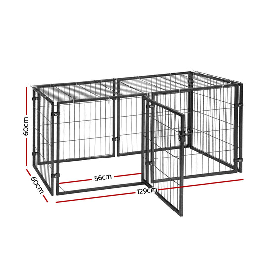 i.Pet Large Dog Crate Cage Playpen 129cm Puppy Pen Pet Enclosure Black-1