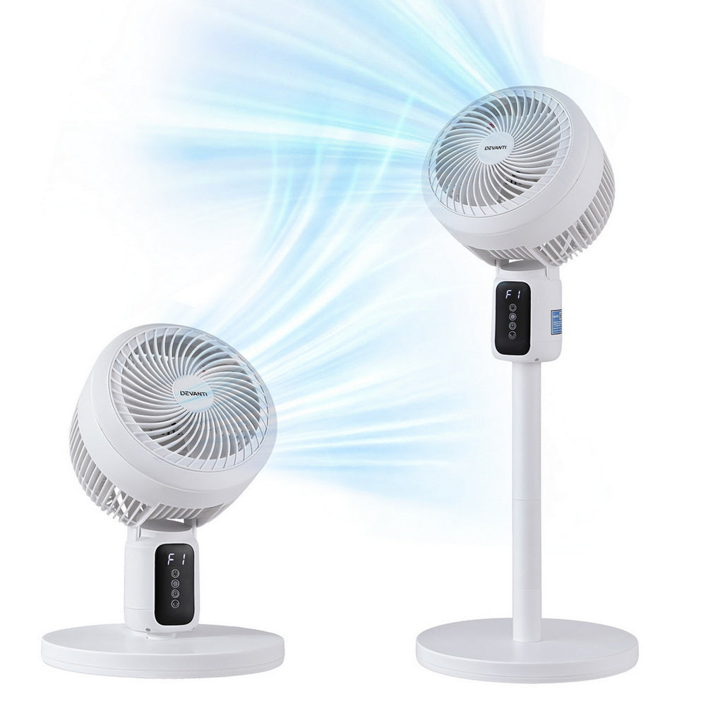 Devanti Pedestal Fan W/ Remote 3 Speed 12H Timer Height Adjustable Cooling Fan-6