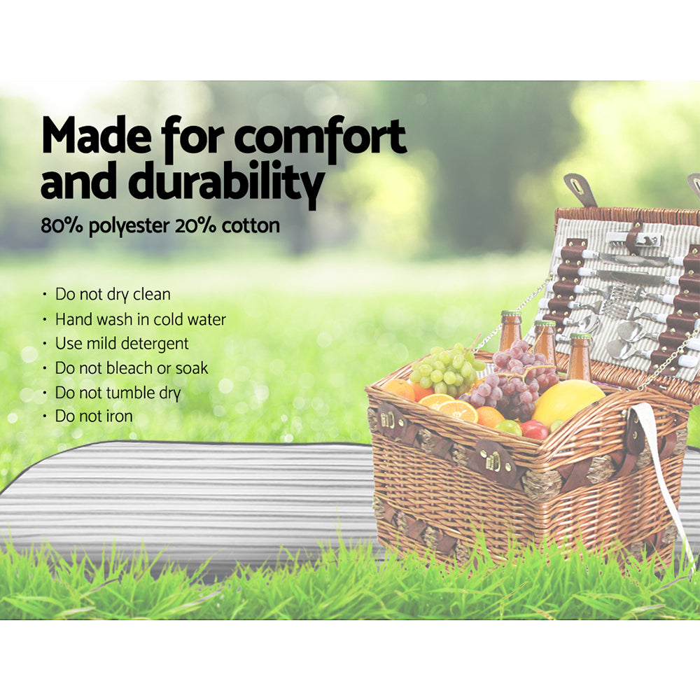 Alfresco 4 Person Picnic Basket Set Storage Blanket-5