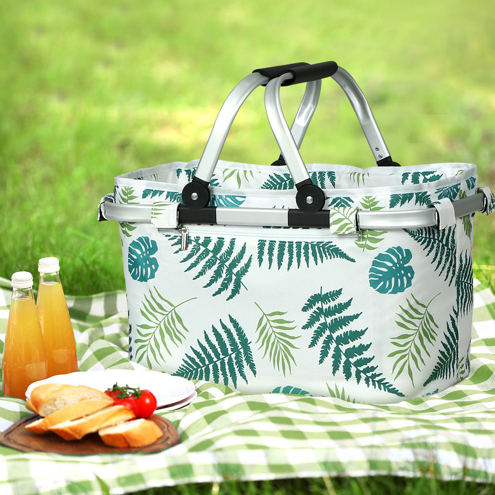 Alfresco Picnic Basket Folding Bag Hamper Insulated Food Storage-7