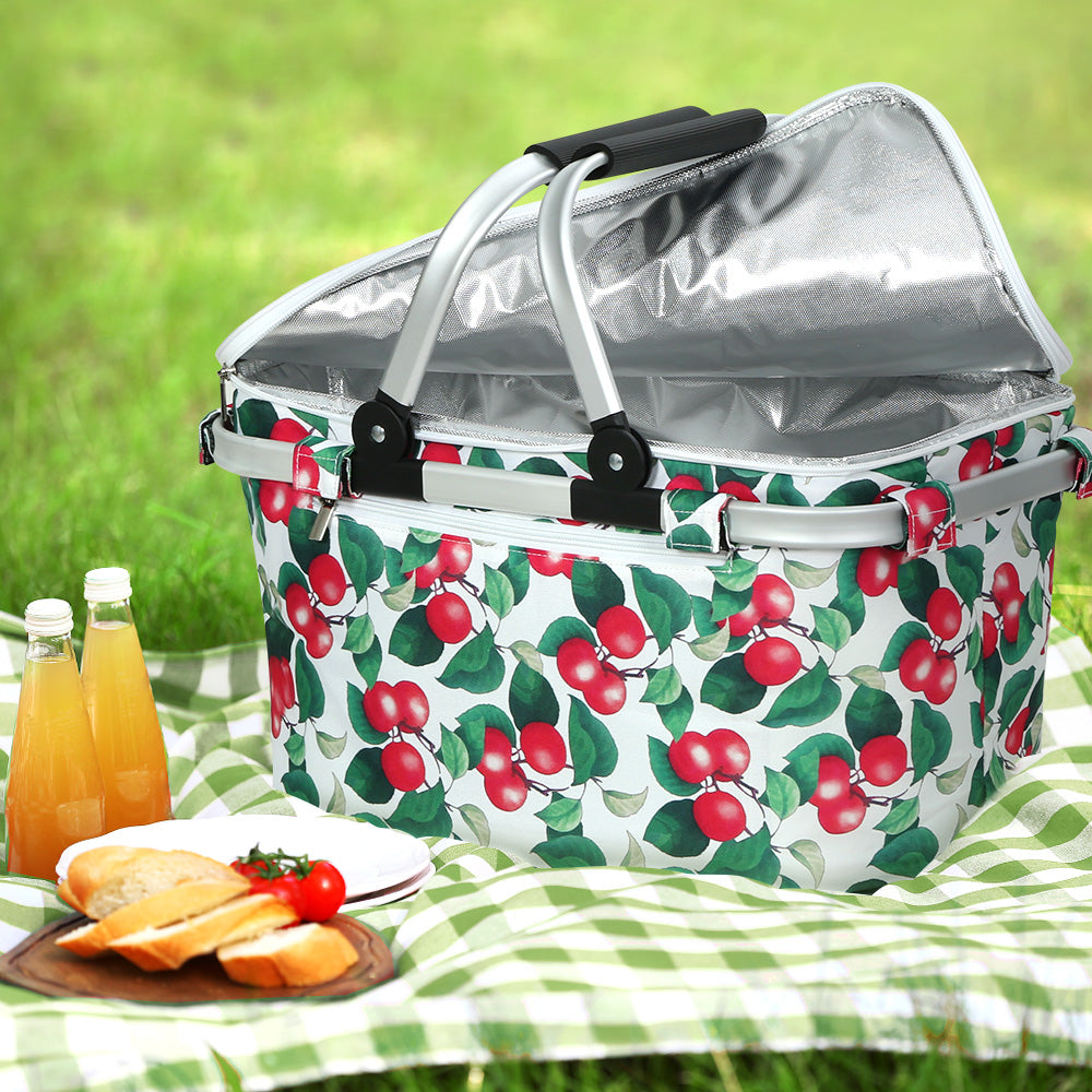 Alfresco Picnic Basket Folding Bag Hamper Insulated Food Cover Storage-7