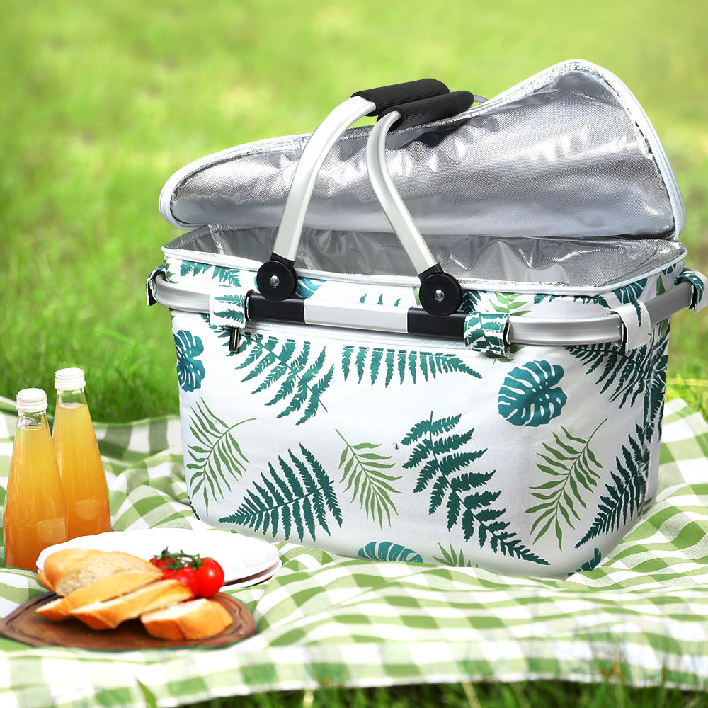 Alfresco Picnic Basket Folding Bag Insulated Hamper Food Cover Storage-7