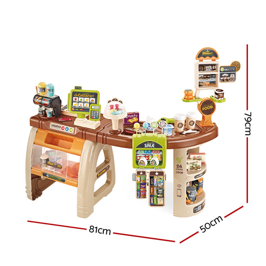 Keezi Kids Pretend Role Play Grocery Supermarket 52 Piece Playset Cash Register-1
