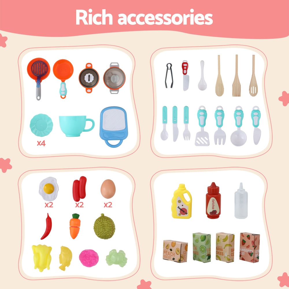 Keezi Kids Kitchen Pretend Play Set Cooking Sound Steam Light Function-7