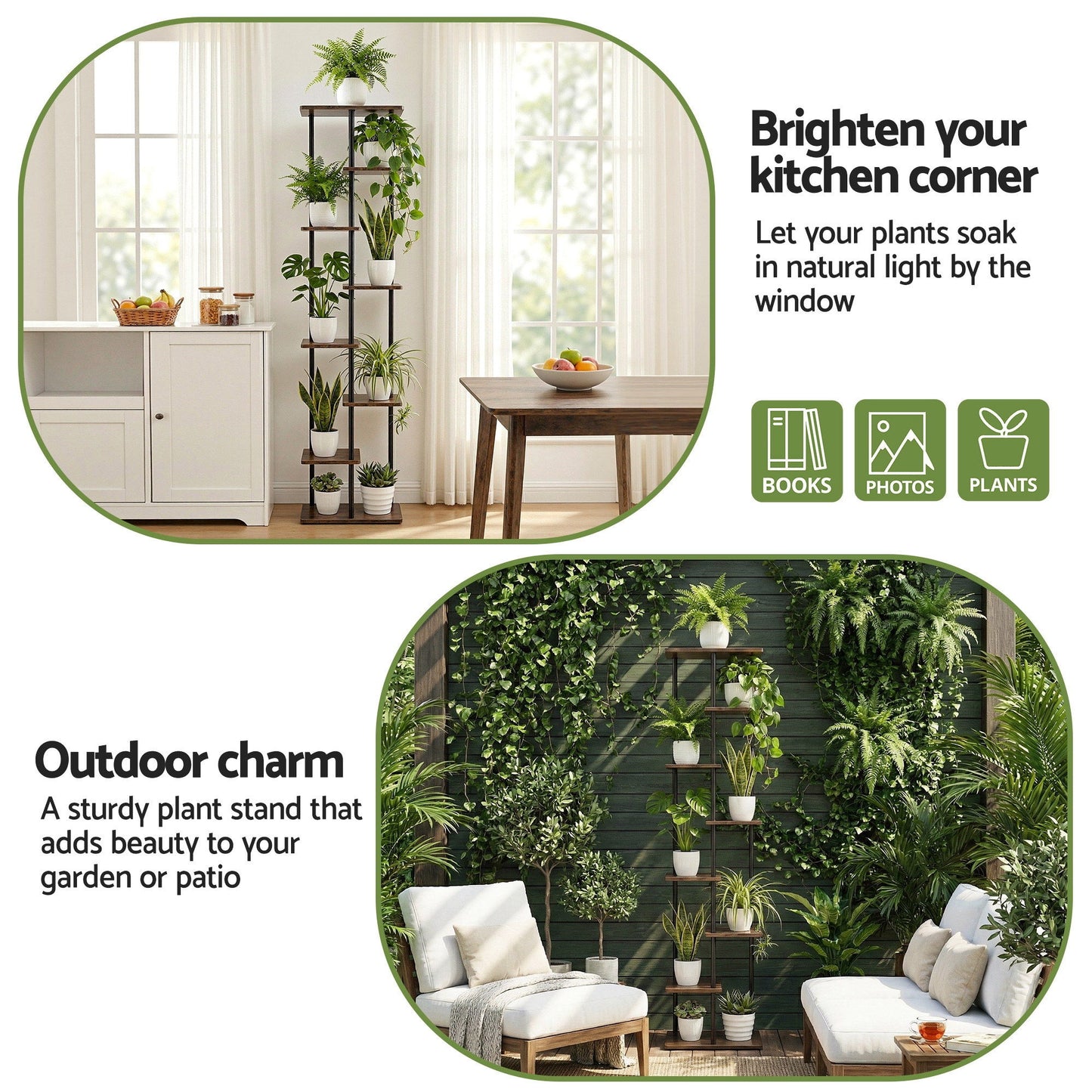 Artiss 8 Tiers Plant Stand Metal Flower Pots Shelf Indoor Outdoor Garden Home-6