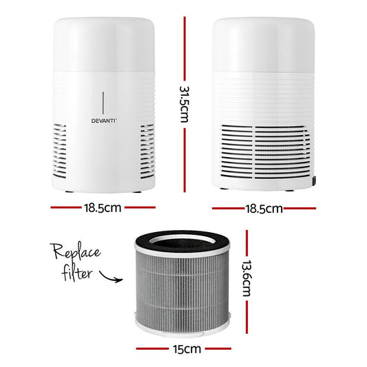 Devanti Air Purifier 3-layer HEPAh11 Filter Home Freshener Carbon PM2.5 Remover-1